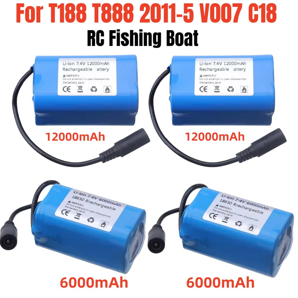 Fish Finder Charger - 7,4V 12000mAh Ersatzakku mit USB-Ladegerät für